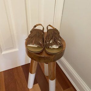 JCrew Factory Tan Fringe Sandals